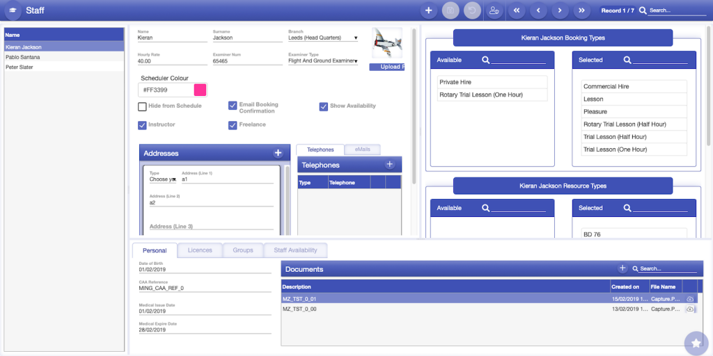 Flight School Document Management Software Staff